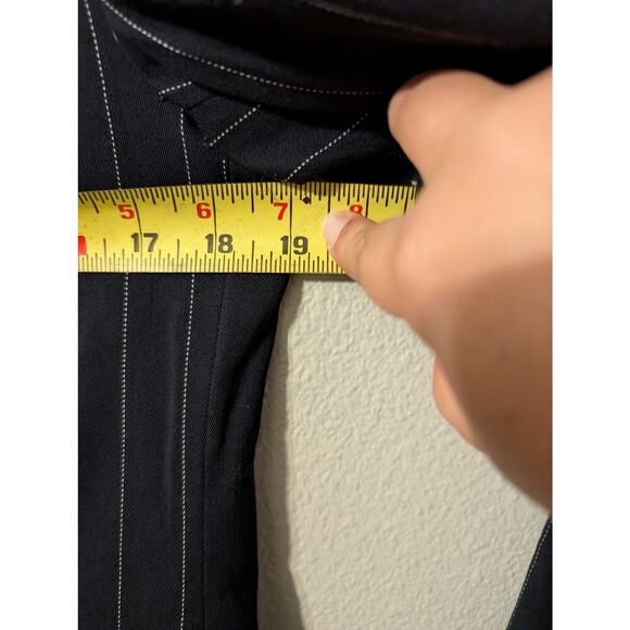 VINTAGE ESCADA MARGARETHA LEY 100% New Wool Pinstripe Double Breasted Long - Picture 9 of 10